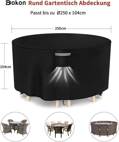 Gartenmöbel Abdeckung Winterfest 420D Oxford Rund Ø250x104cm