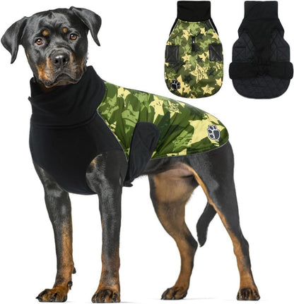 Hundemantel Fleece Wasserdicht Reflektierend Grün Camouflage M-L