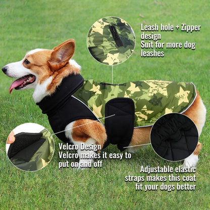 Hundemantel Fleece Französische Bulldogge Regendicht GrünSternCamo L