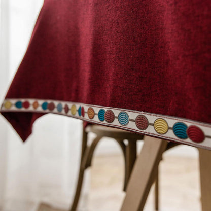 Vintage Boho Tischdecke Rechteckig Rot 130x220cm