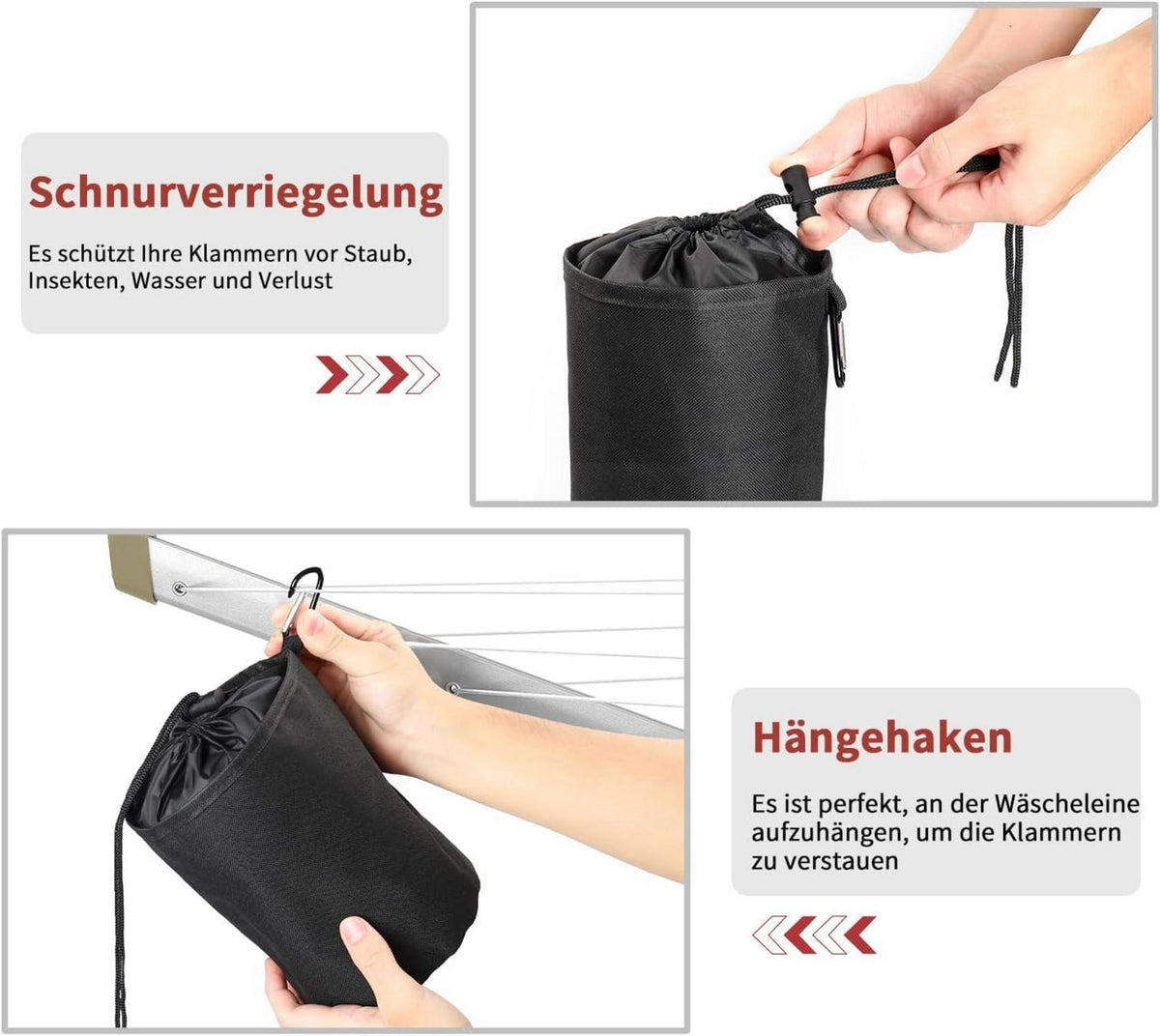 Wäschespinne Schutzhülle 180xØ16cm Oxford Gewebe Anti-UV mit Reißverschluss
