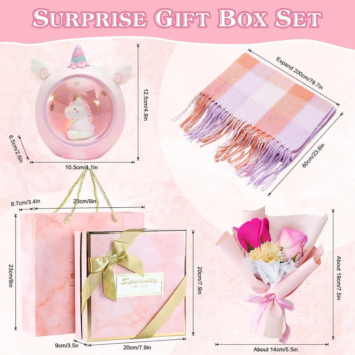Geschenkset Damen Winter Schal Kariert Ostern Valentinstag in Rosa