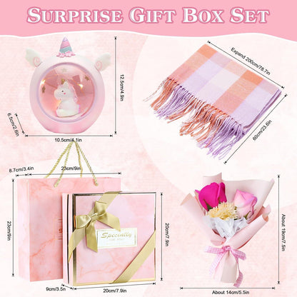 Geschenkset Damen Winter Schal Kariert Ostern Valentinstag in Rosa