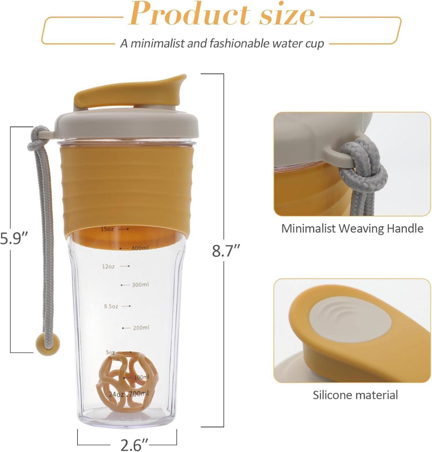 Premium Protein Shaker Gelb 700ml - Auslaufsicher & Leicht zu Reinigen