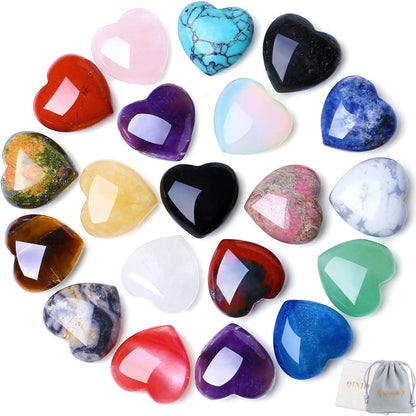 20 Stück Herz Kristalle Set Edelsteine Reiki Chakra Meditation Amethyst