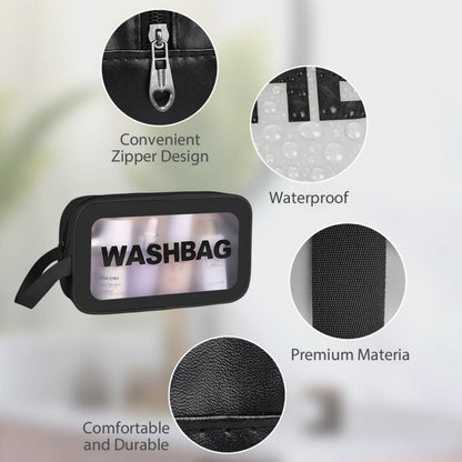Transparente Kosmetiktasche 6er Set PVC Reise Kulturbeutel Schwarz