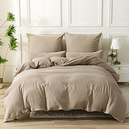 SOULFUL Doppelte Musselin Bettwäsche 220x240 Beige Baumwolle