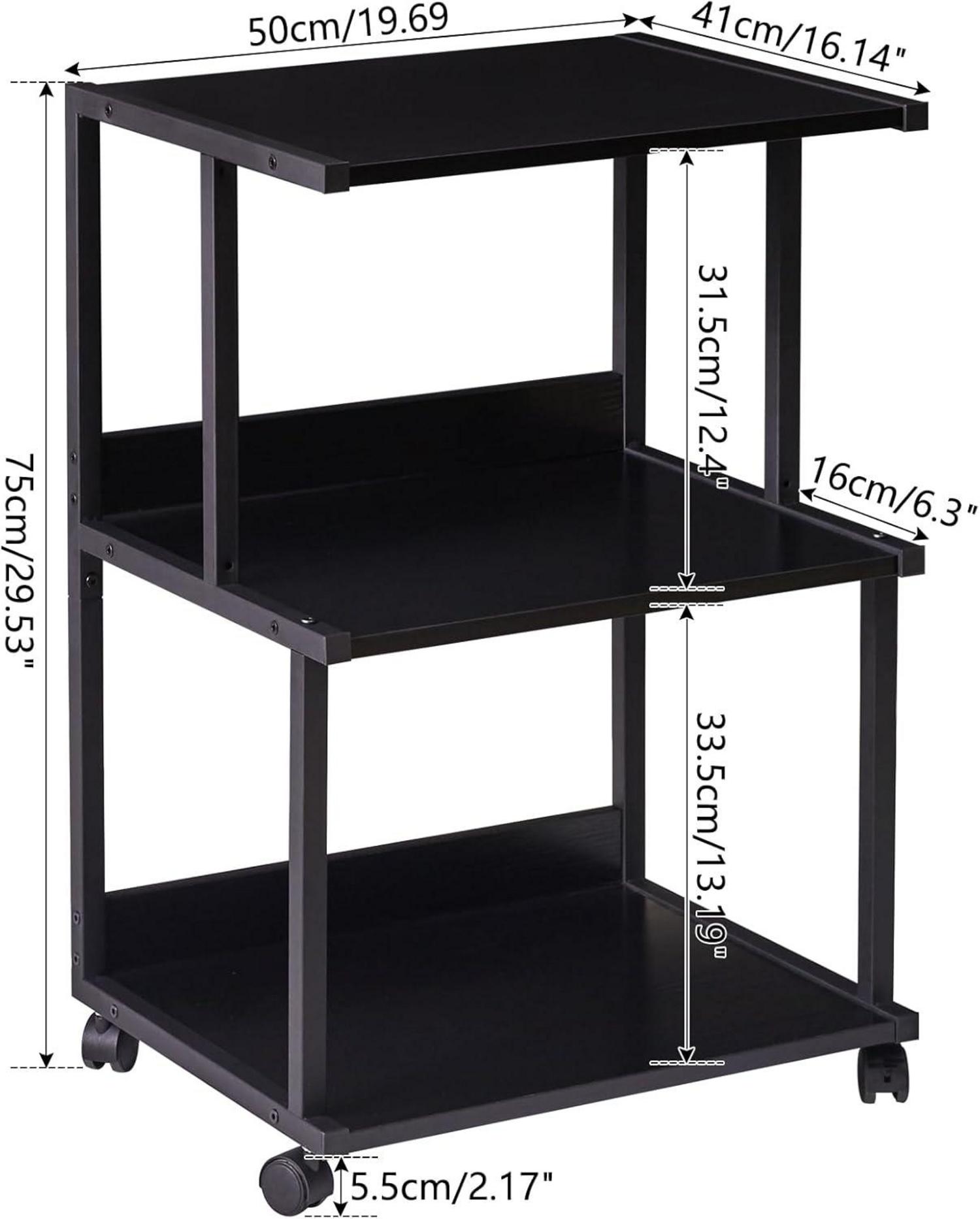 Druckerwagen mit Regal und Rädern - 3-stufiger Druckertisch Stand