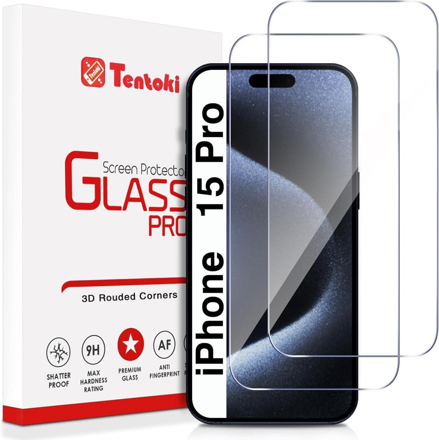 Panzer Schutz Glas für iPhone 15 Pro 6,1 Zoll 2er Pack