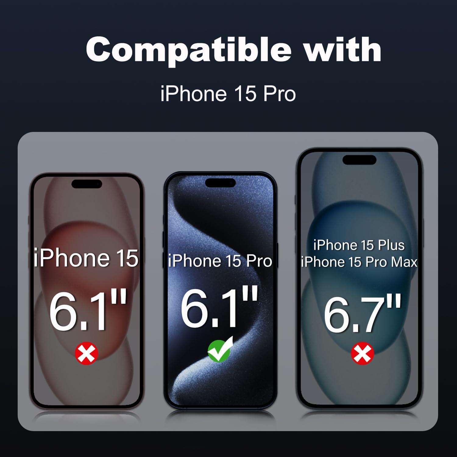 Panzer Schutz Glas für iPhone 15 Pro 6,1 Zoll 2er Pack 9H