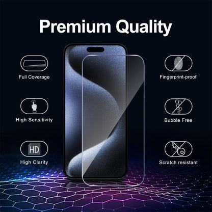 Panzer Schutz Glas für iPhone 15 Pro 6,1 Zoll 2er Pack