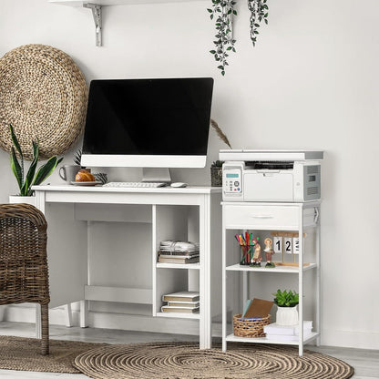 Druckerständer Weiß 3-Stufig Multifunktional Schublade Rollen Büro Regal
