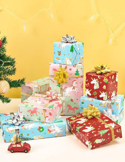 Weihnachts Einhorn Geschenkpapierrollen 3er Set