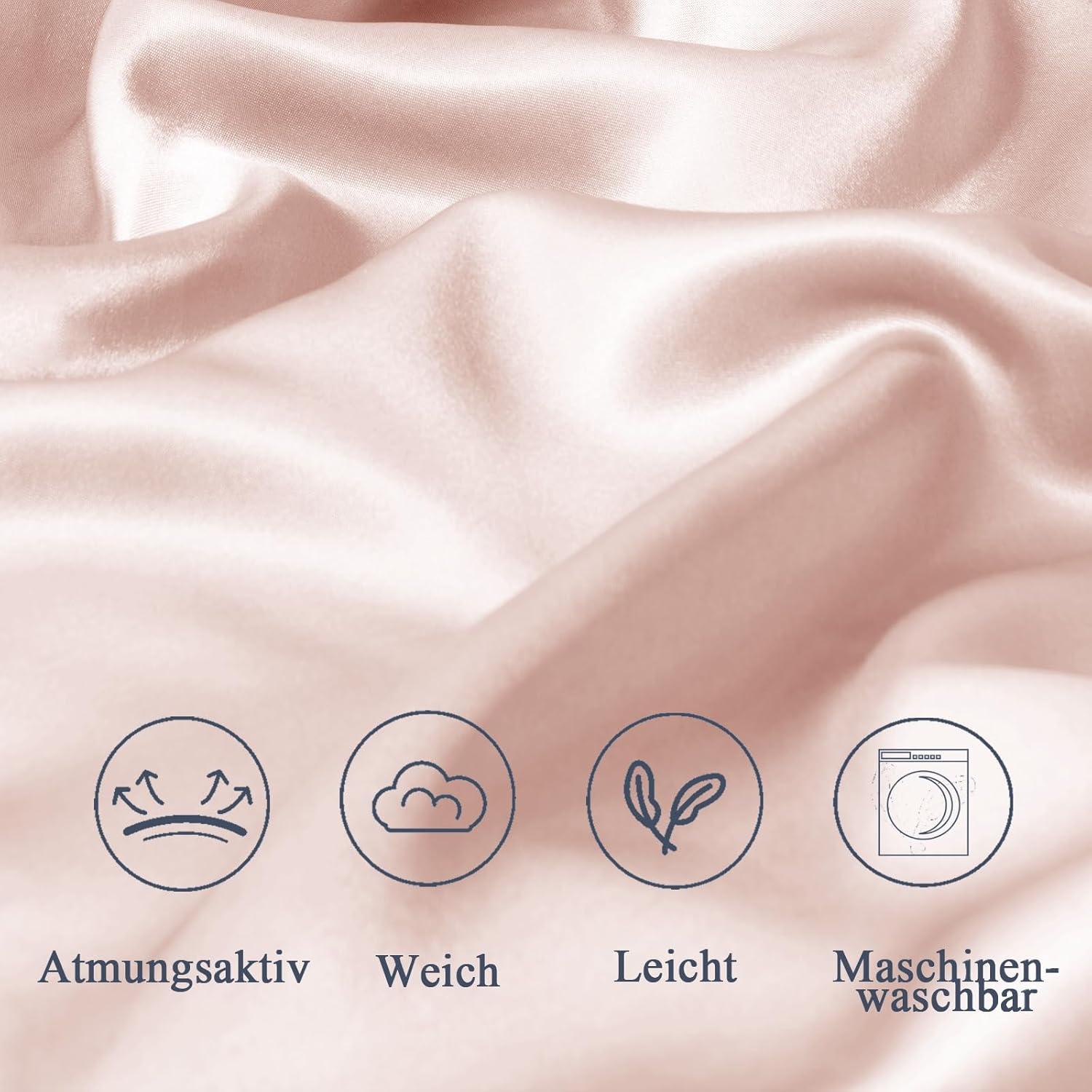 Satin Kissenbezug 40x145 Rosa mit Haargummis - OEKO-TEX Zertifikat