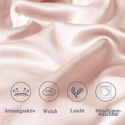 Satin Kissenbezug 40x145 Rosa mit Haargummis - OEKO-TEX Zertifikat