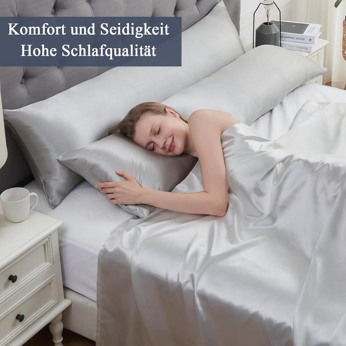 Vielit Satin Kissenbezug für Seitenschläfer Kissen 40x145cm