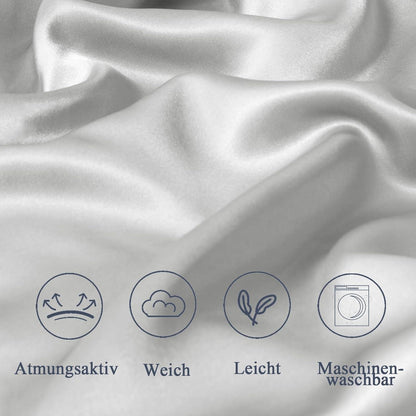 Satin Seitenschläferkissenbezug 40x145 Hellgrau mit Haargummis OEKO-TEX