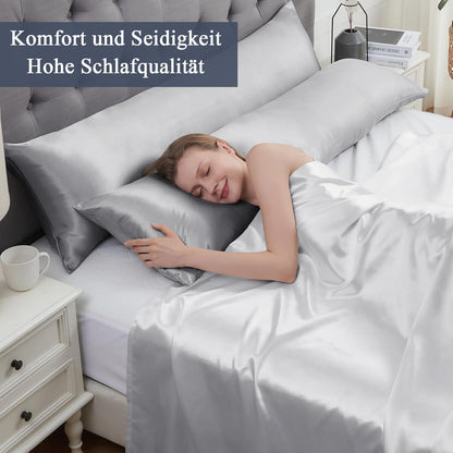 Satin Kissenbezug 40x145 Seitenschläfer Öko-Zertifikat Grau