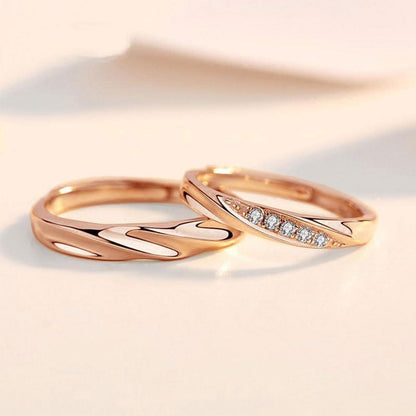 Verstellbare Partnerringe 925 Sterling Silber Rosegold Zirkonia