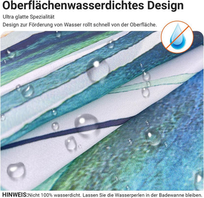 Duschvorhang 200x200cm Grün Blätter Antischimmel Wasserdicht