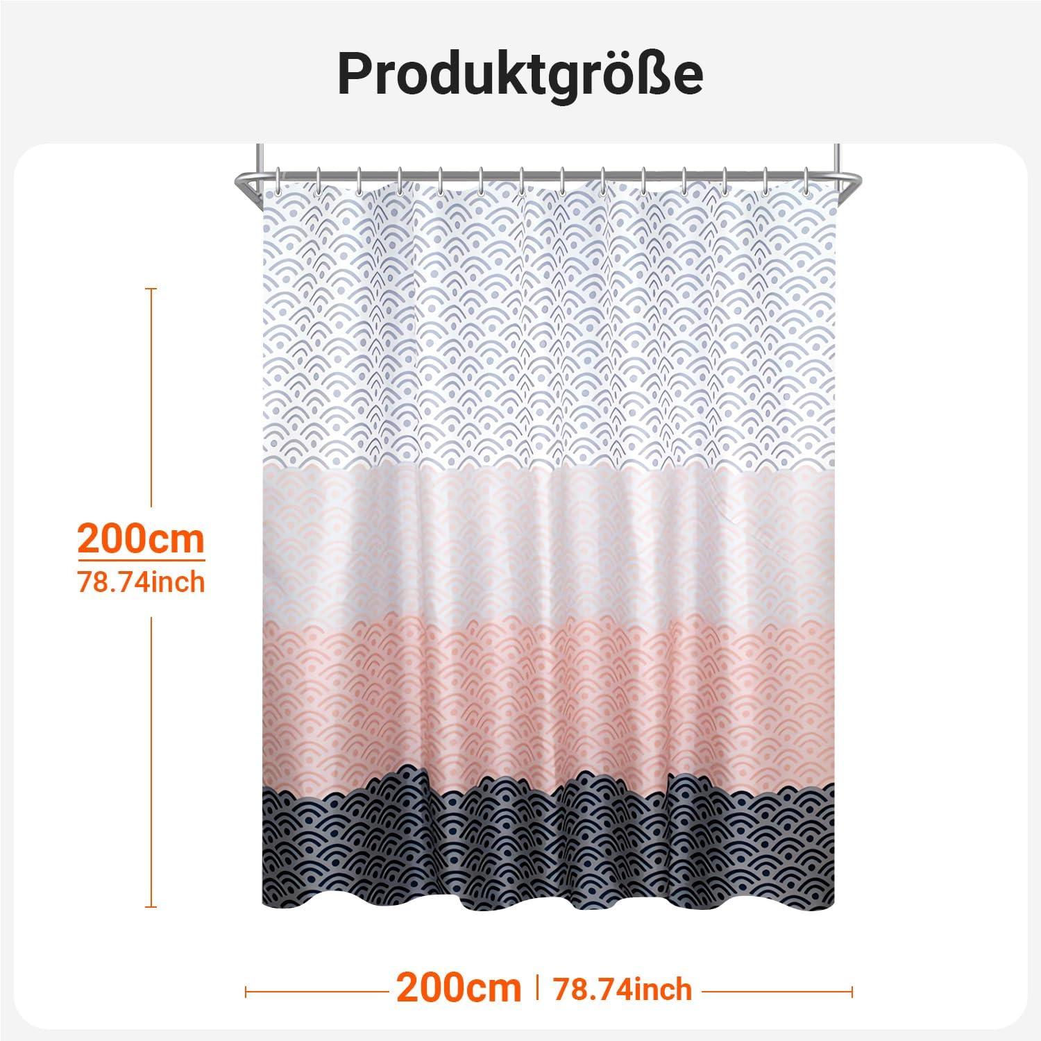 Duschvorhang 200x200cm Blume Wasserdicht Polyester Badevorhang 12 Ösen