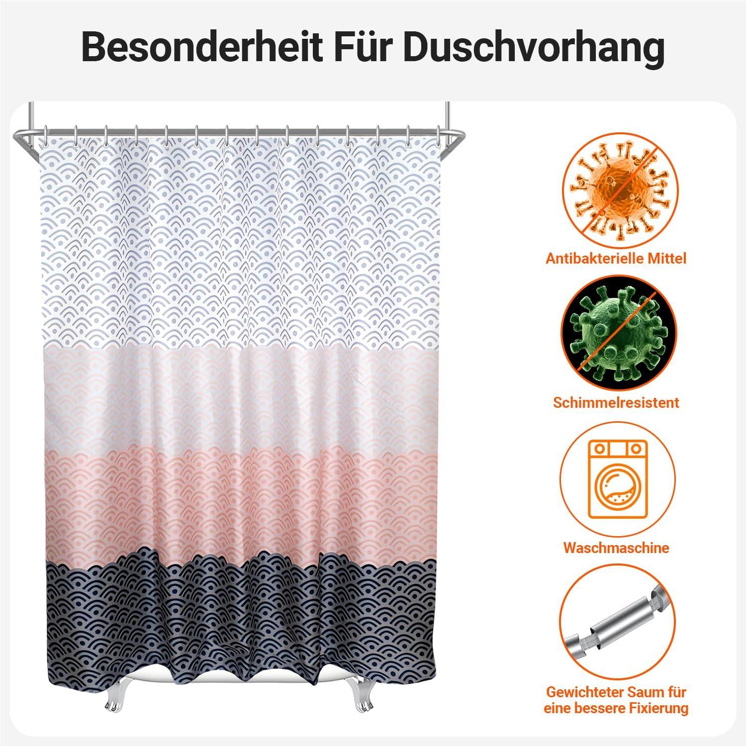 Duschvorhang Blume 200x200cm Antischimmel Wasserdicht Stoff 12 Ösen