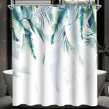 Duschvorhang Grün Blätter 240x200cm Waschbar Wasserdicht