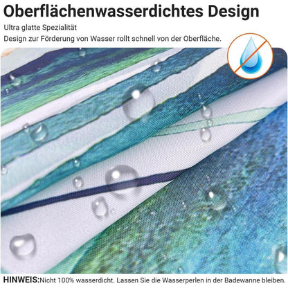 Duschvorhang Grün Blätter 240x200cm Waschbar Wasserdicht