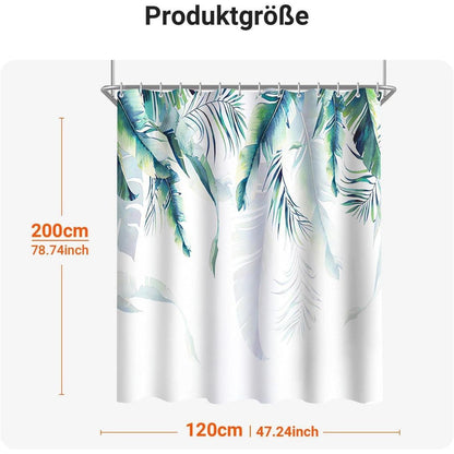 Duschvorhang Grün Blätter 240x200cm Waschbar Wasserdicht