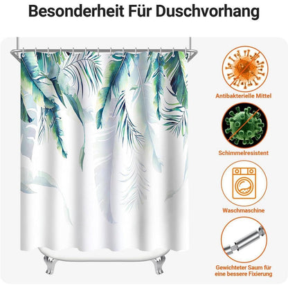 Duschvorhang Grün Blätter 240x200cm Waschbar Wasserdicht