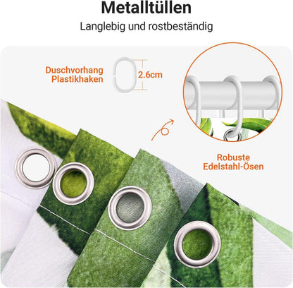 Duschvorhang 100x200cm Grün Blätter Wasserdicht Antischimmel Textil