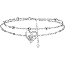 Damen Armband Silber 925 Doppelherz Zirkonia verstellbar