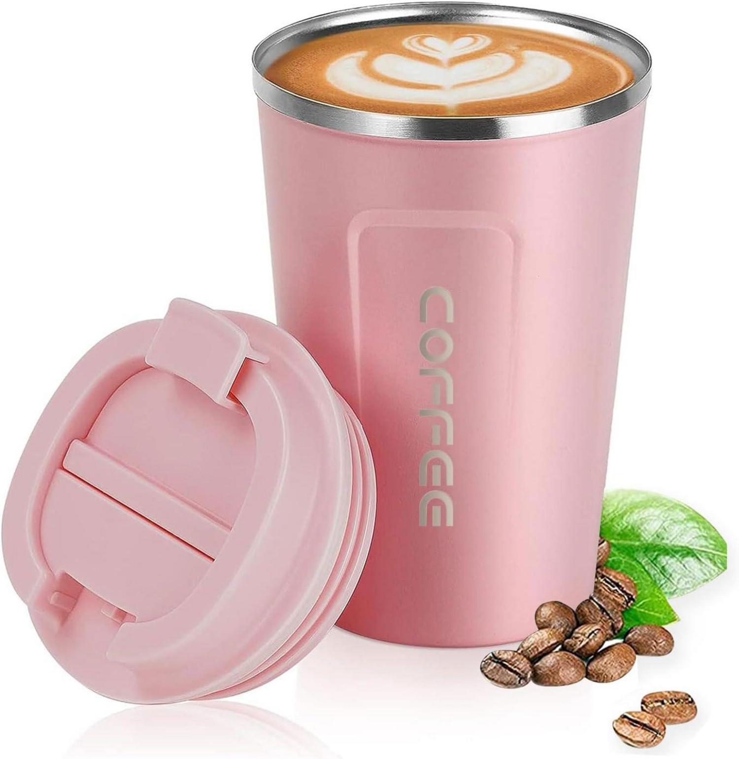 Kaffeebecher to go Thermobecher Auslaufsicher Rosa 510ml