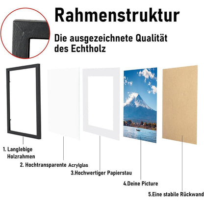 Bilderrahmen 40x60cm Echtholz mit Passepartout und Acrylglas