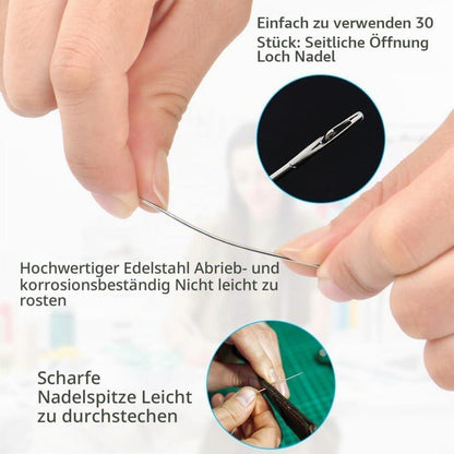 Selbsteinfädelnde Nadeln Set mit Nadelkasten – 30 Stück, 6 Größen
