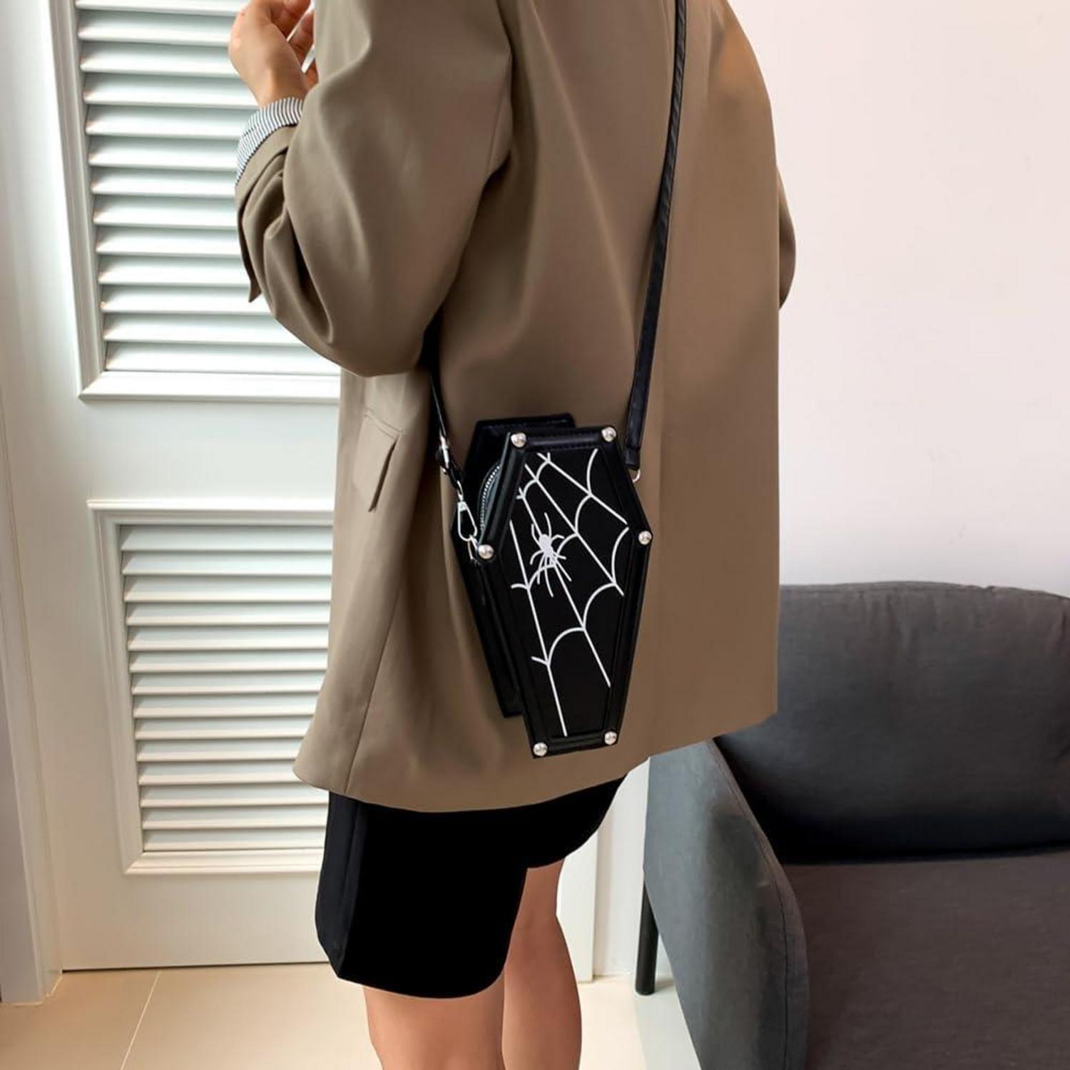 Halloween Umhängetasche Gothic Sarg-Form Handtasche Crossbody