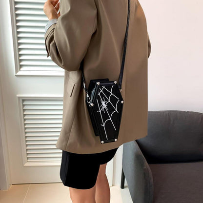 Halloween Umhängetasche Gothic Sarg-Form Handtasche Crossbody