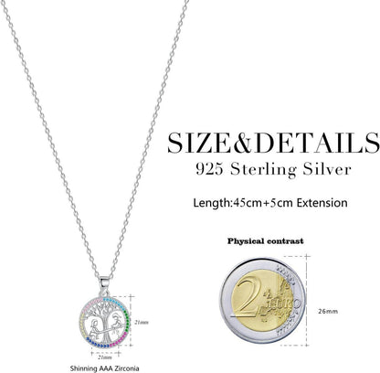 Lebensbaum Kette Damen 925 Sterling Silber Anhänger mit Halskette