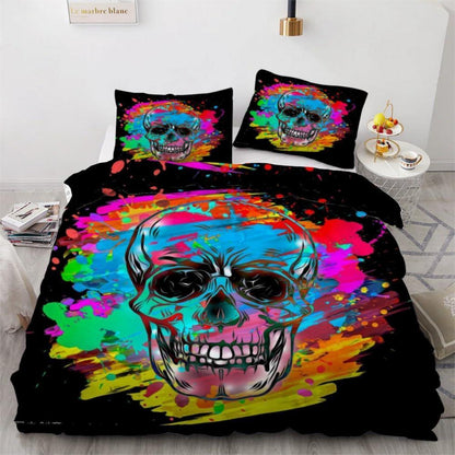 Schädel 3D Bettwäsche-Set 220x240 cm | Mikrofaser Bettbezug & Kissenbezüge