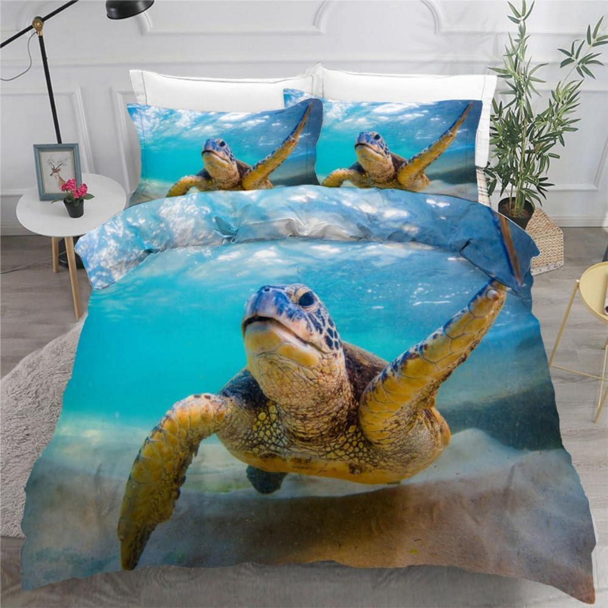 Meeresschildkröte Bettwäsche-Set 220x240 cm 3-teilig Mikrofaser
