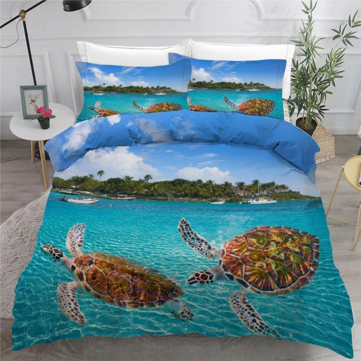 Meeresschildkröte Bettwäsche Set 135x200 cm - 4-teilig Mikrofaser