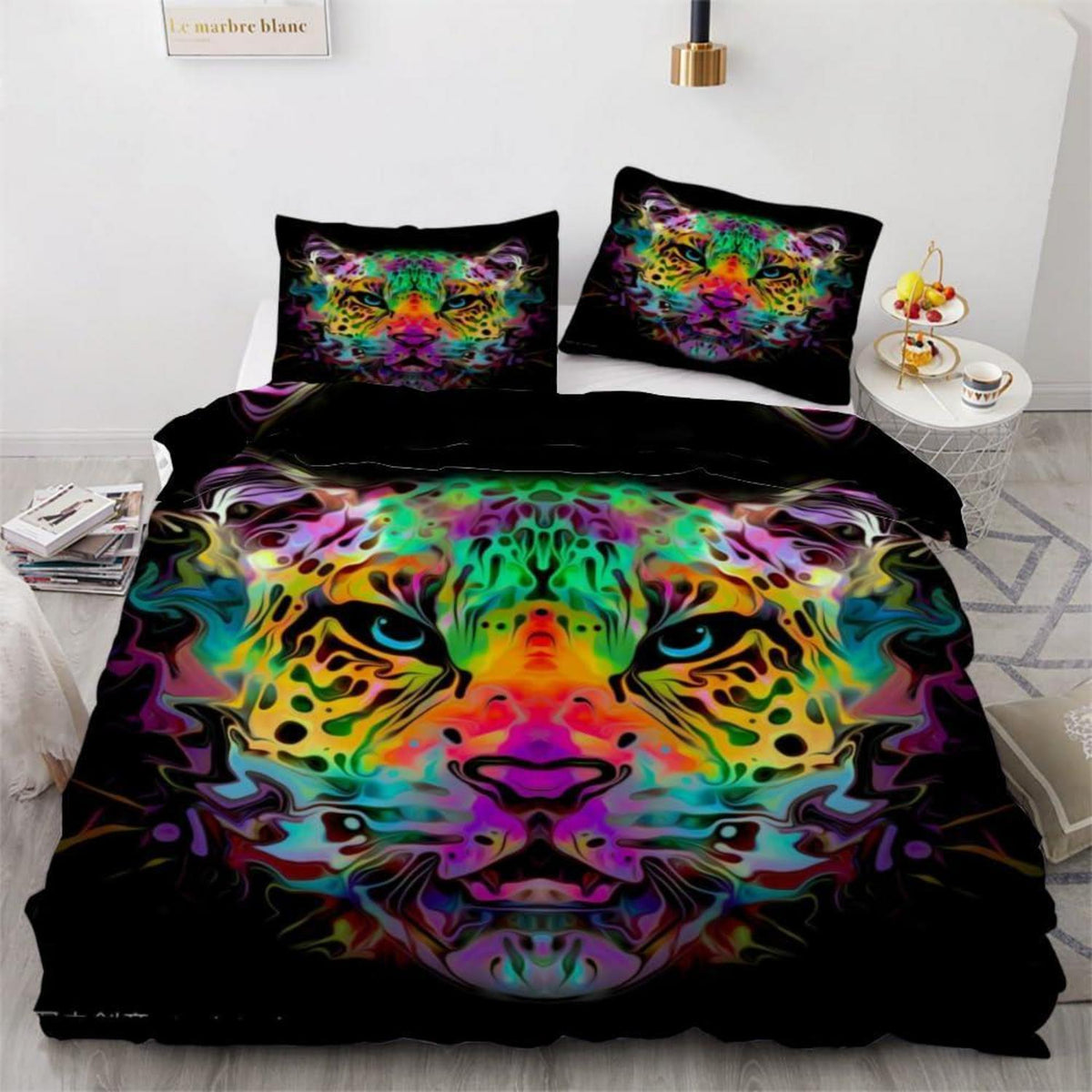 Leopard 3D Bettwäsche-Set 220x240 cm | Mikrofaser Bettwäsche