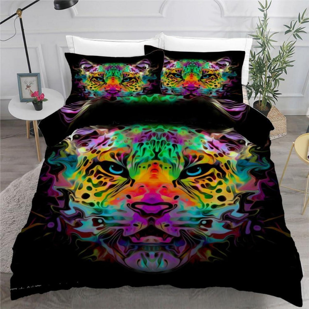Leopard 3D Bettwäsche-Set 220x240 cm | Mikrofaser Bettwäsche