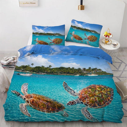 Meeresschildkröte Bettwäsche-Set 220x240 cm | 3-teilig Mikrofaser