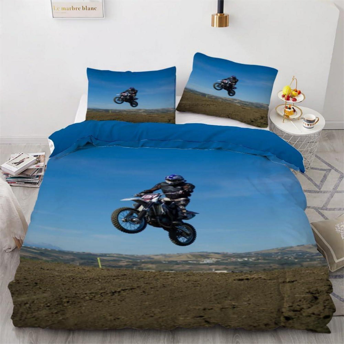 Motocross Kinderbettwäsche 135x200 cm 4tlg. Mikrofaser