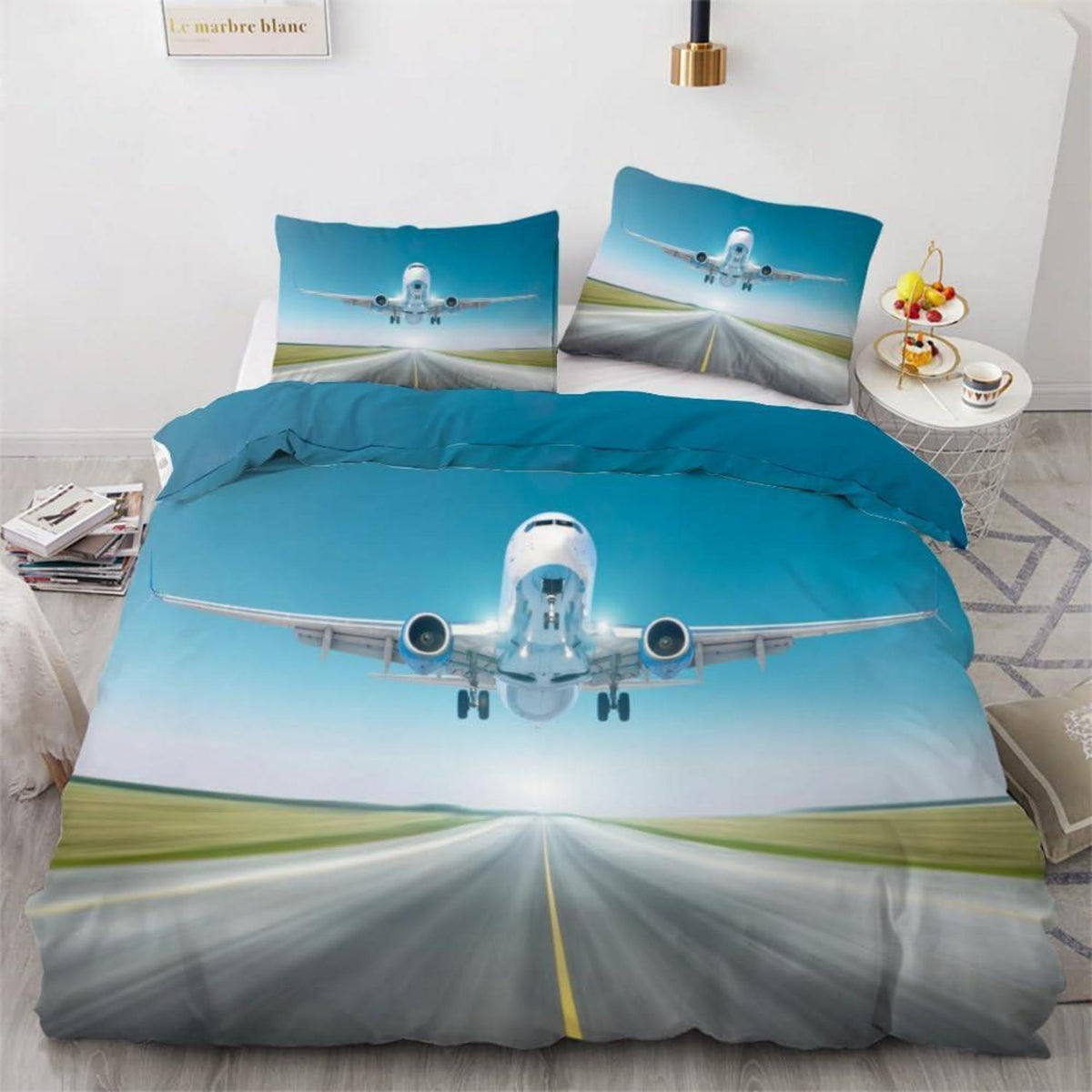 Flugzeug Bettwäsche Set 220x240 cm - 3-teilig Mikrofaser