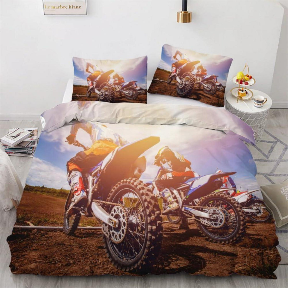 Motocross Kinderbettwäsche 135x200 cm 4-teilig Mikrofaser