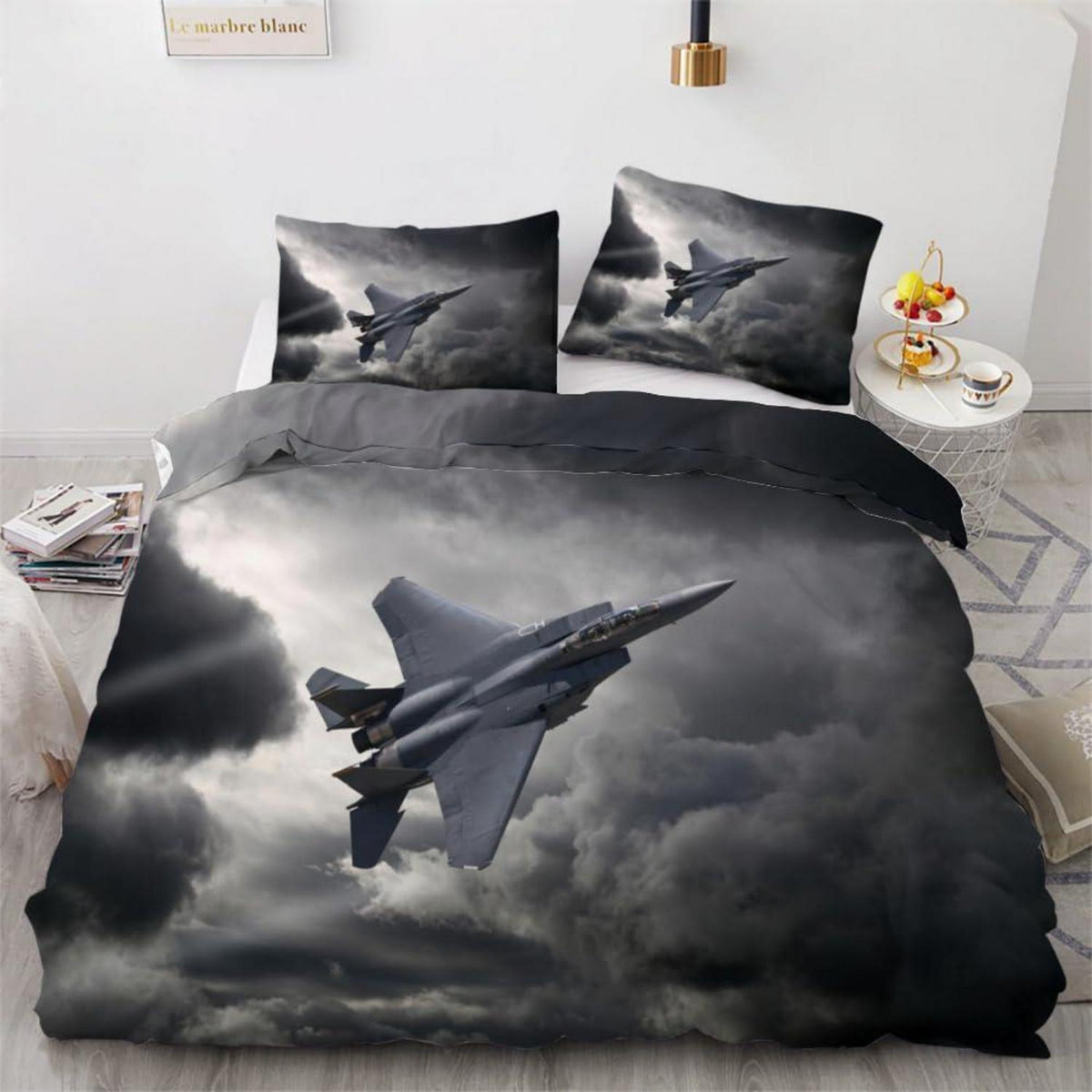 Flugzeug Bettwäsche Set 220x240 cm - 3-teilig Retro Mikrofaser