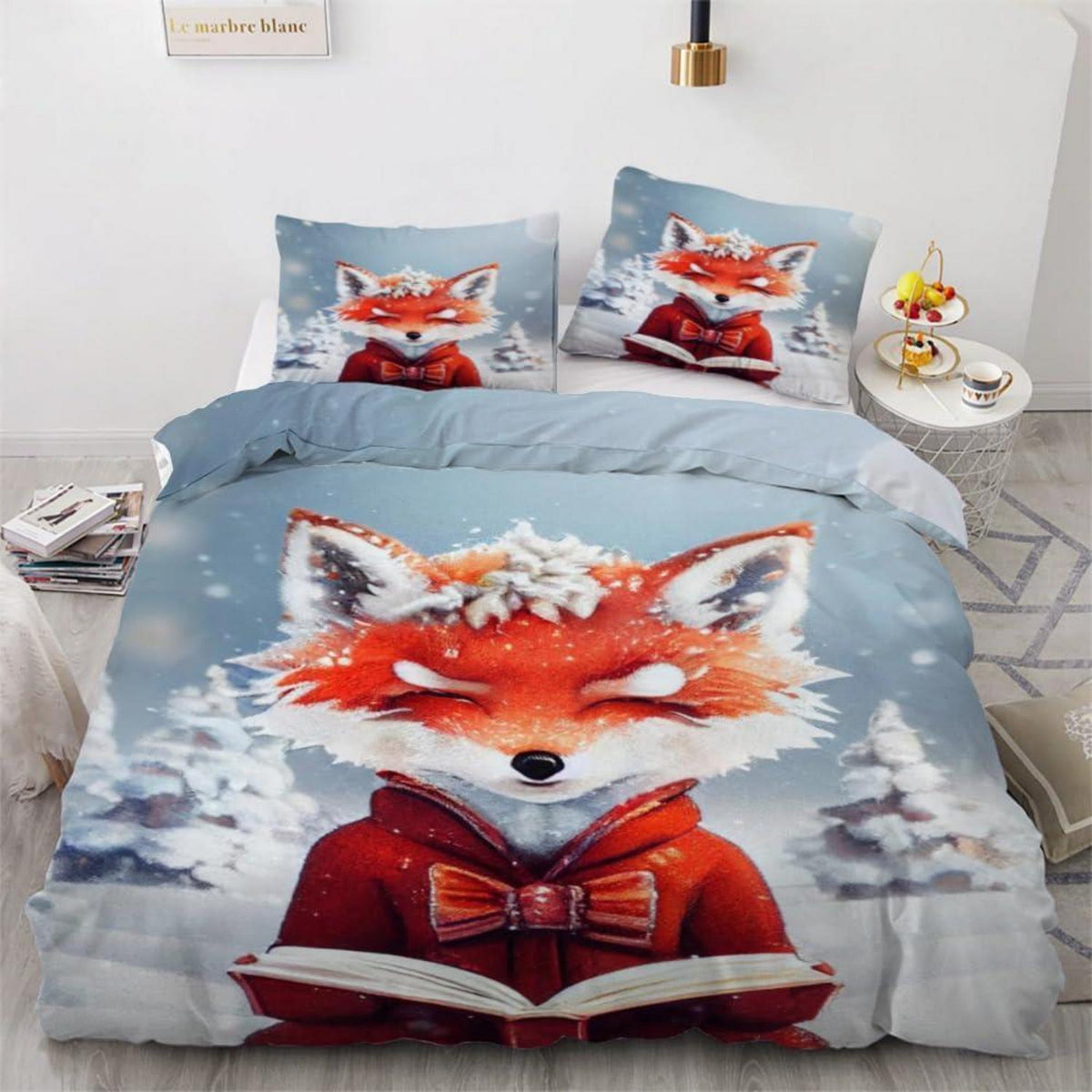 Fuchs Kinderbettwäsche 135x200 cm 4tlg. Mikrofaser Wendebettwäsche