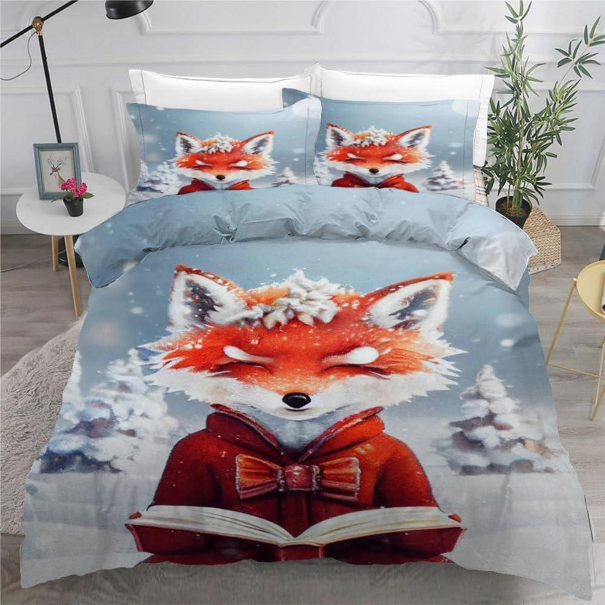 Fuchs Kinderbettwäsche 135x200 cm 4tlg. Mikrofaser Wendebettwäsche